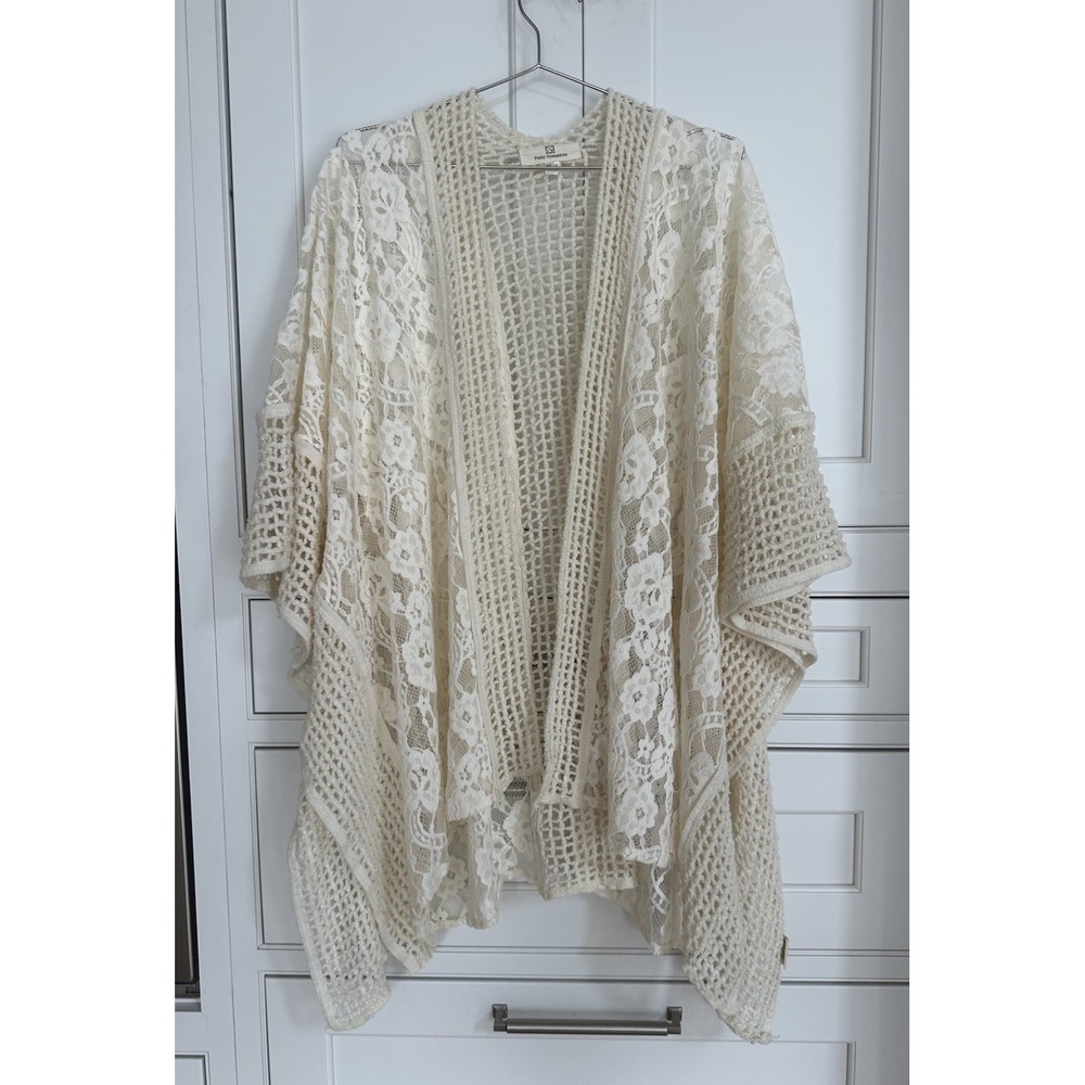 Western Boho Festival Kimono Cardigan One Size Floral Lace Soft!